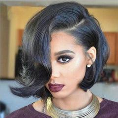 Short Pixie Cut Brown Synthetic Wig with Side Bangs