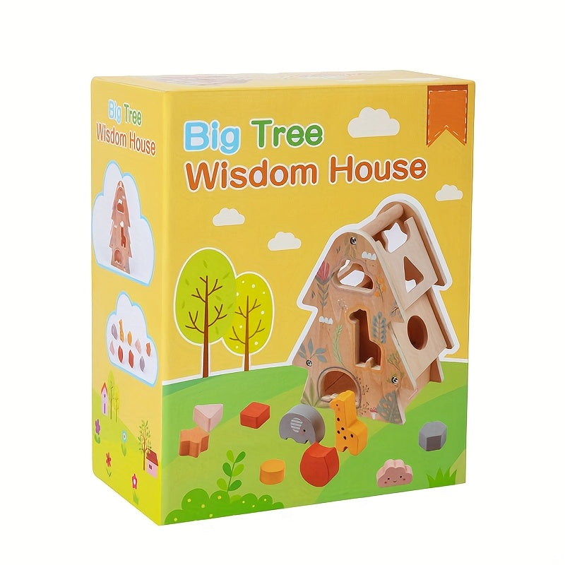 Wooden Tree Wisdom House Matching Blocks for Kids 3+ Years