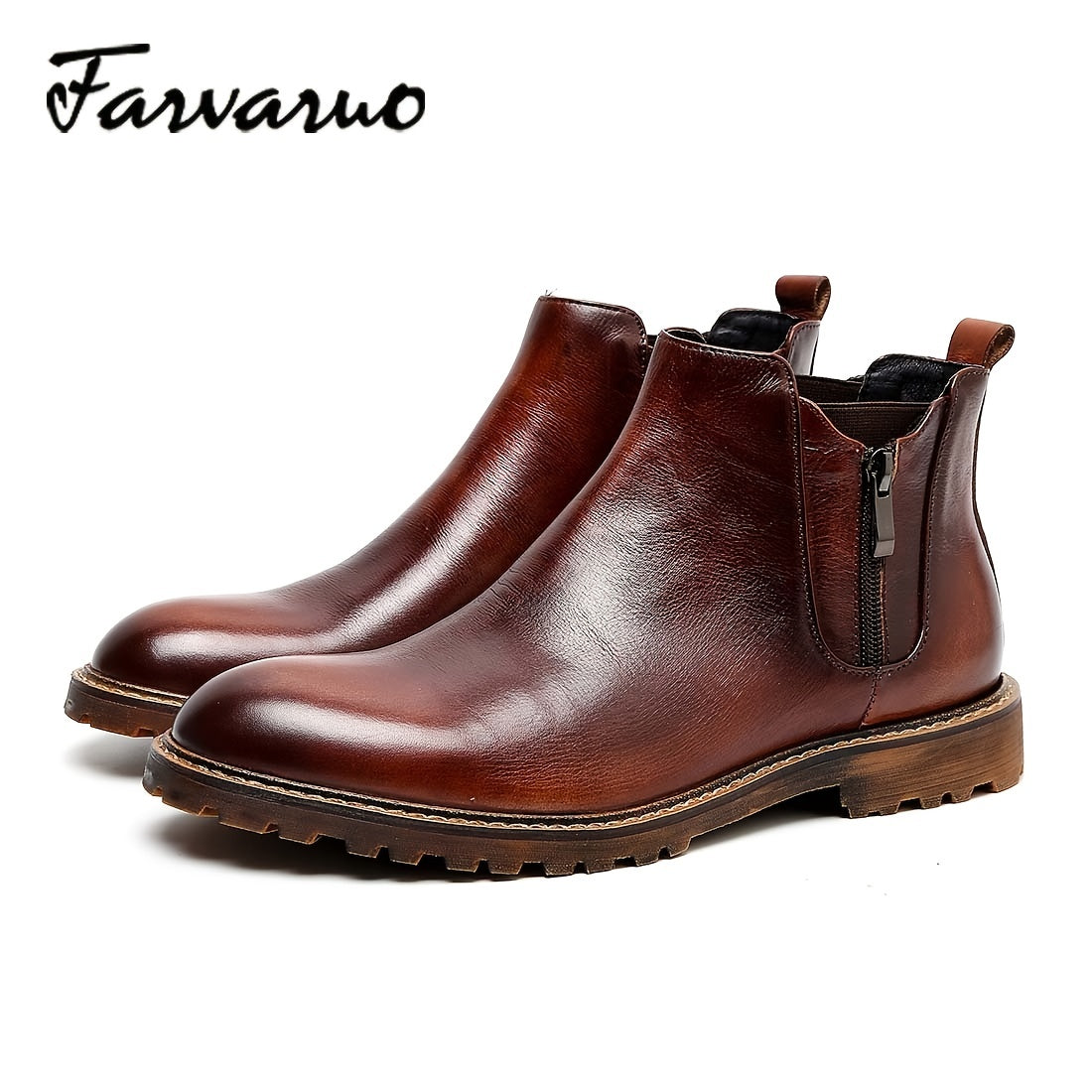 FARWARWO Men's Zipper Chelsea Boots Fall Winter Gift