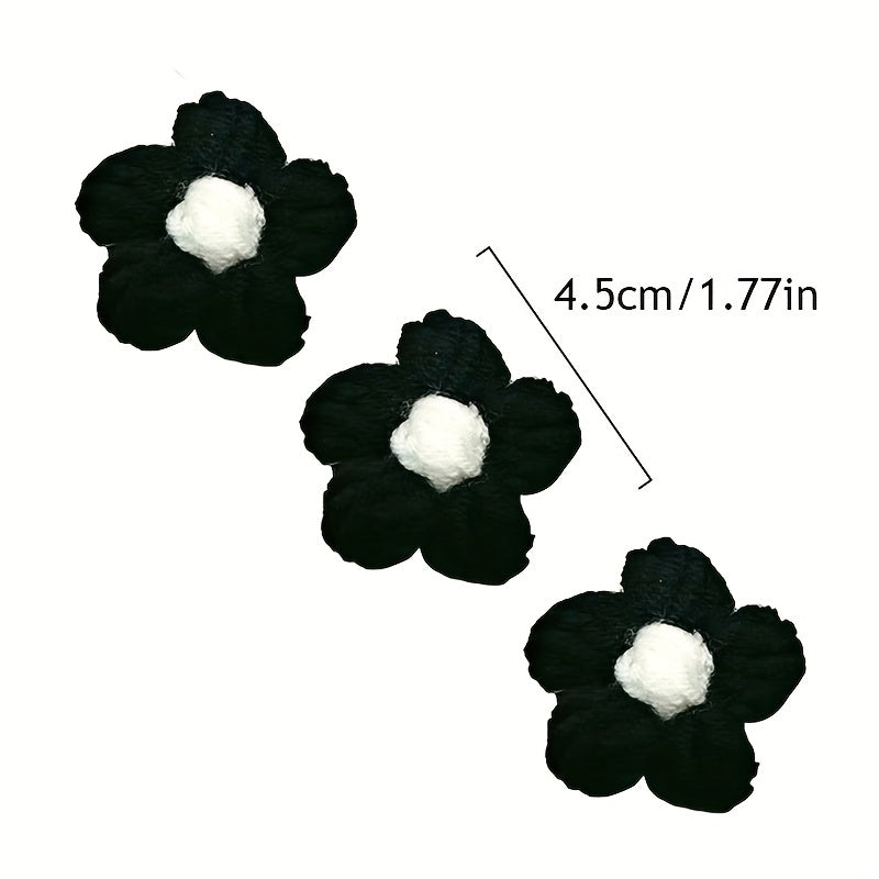 10pcs Hand Hook Woolen Thread Flower Braided Puff Flower Crochet Clothing Access