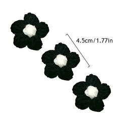 10pcs Hand Hook Woolen Thread Flower Braided Puff Flower Crochet Clothing Access