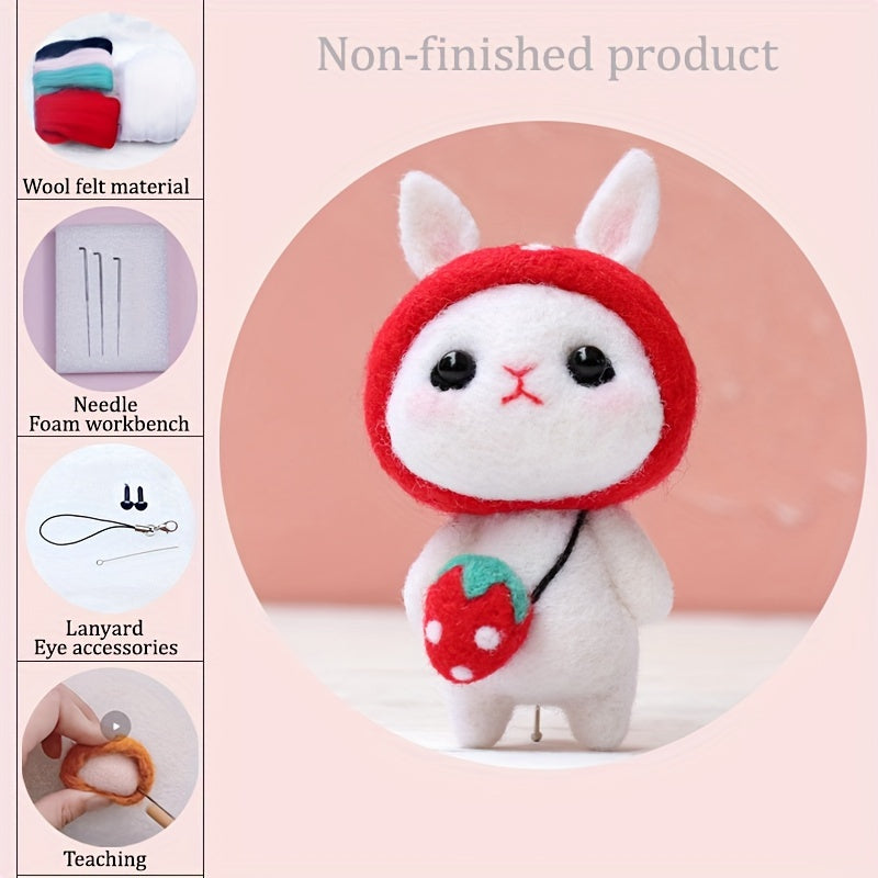 Red Strawberry Rabbit Felt DIY Material Package Doll Decoration Sewing Beginner