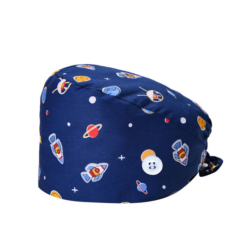 Floral Leopard Print Work Cap Vintage Cartoon Scrub Cap