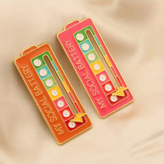 Funny Enamel Metal Badges Lapel Pin My Social Brooch Mood Expression