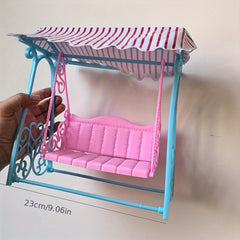 Pink Striped Canopy Mini Doll Swing Decoration