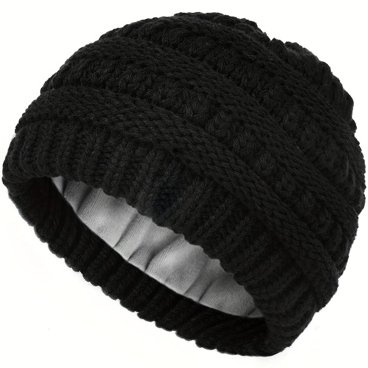 Satin Lined Toddler Beanie Knitted Hat for Winter