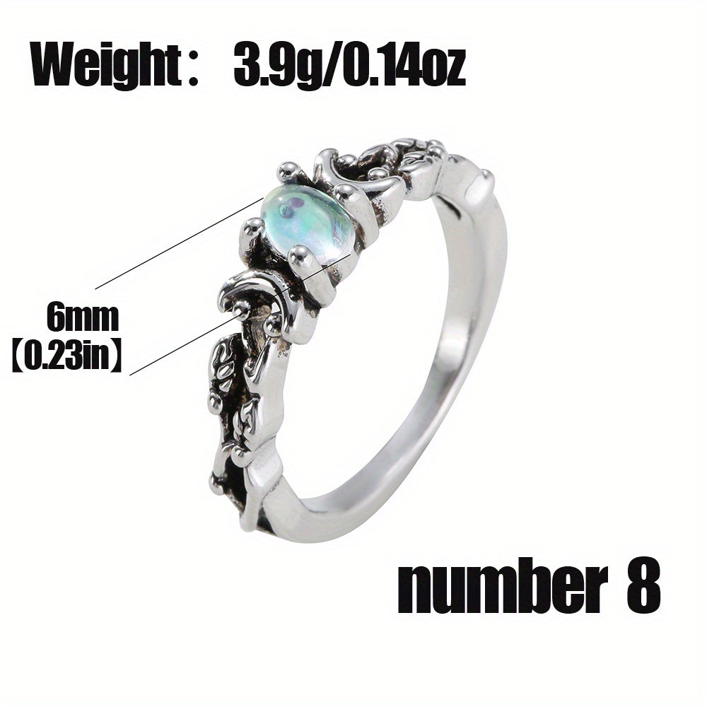 Men's Silvery Faux Moonstone Ring - Delicate Design