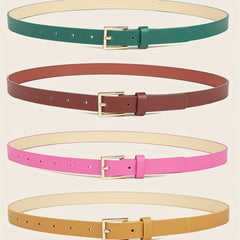 4pcs Square Pin Buckle Belt PU Belt for Women