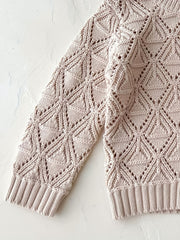 Infant Girls Cardigan Sweater Round Neck Button Knit & Cutout Blouse