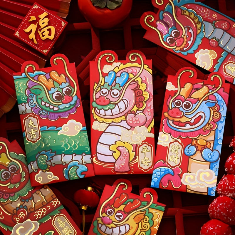 6 12pcs Dragon Year Red Envelope Cartoon 3D Lucky Universal Red Envelope
