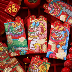 6pcs Cartoon 3D Dragon Year Red Envelopes Lucky Money Envelope