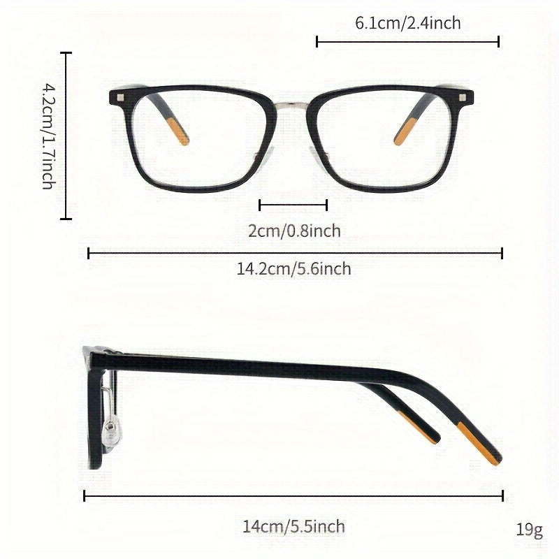 Fashionable Square Frame Glasses Anti Blue Light Blocking Transparent Lens