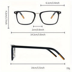 Fashionable Square Frame Glasses Anti Blue Light Blocking Transparent Lens
