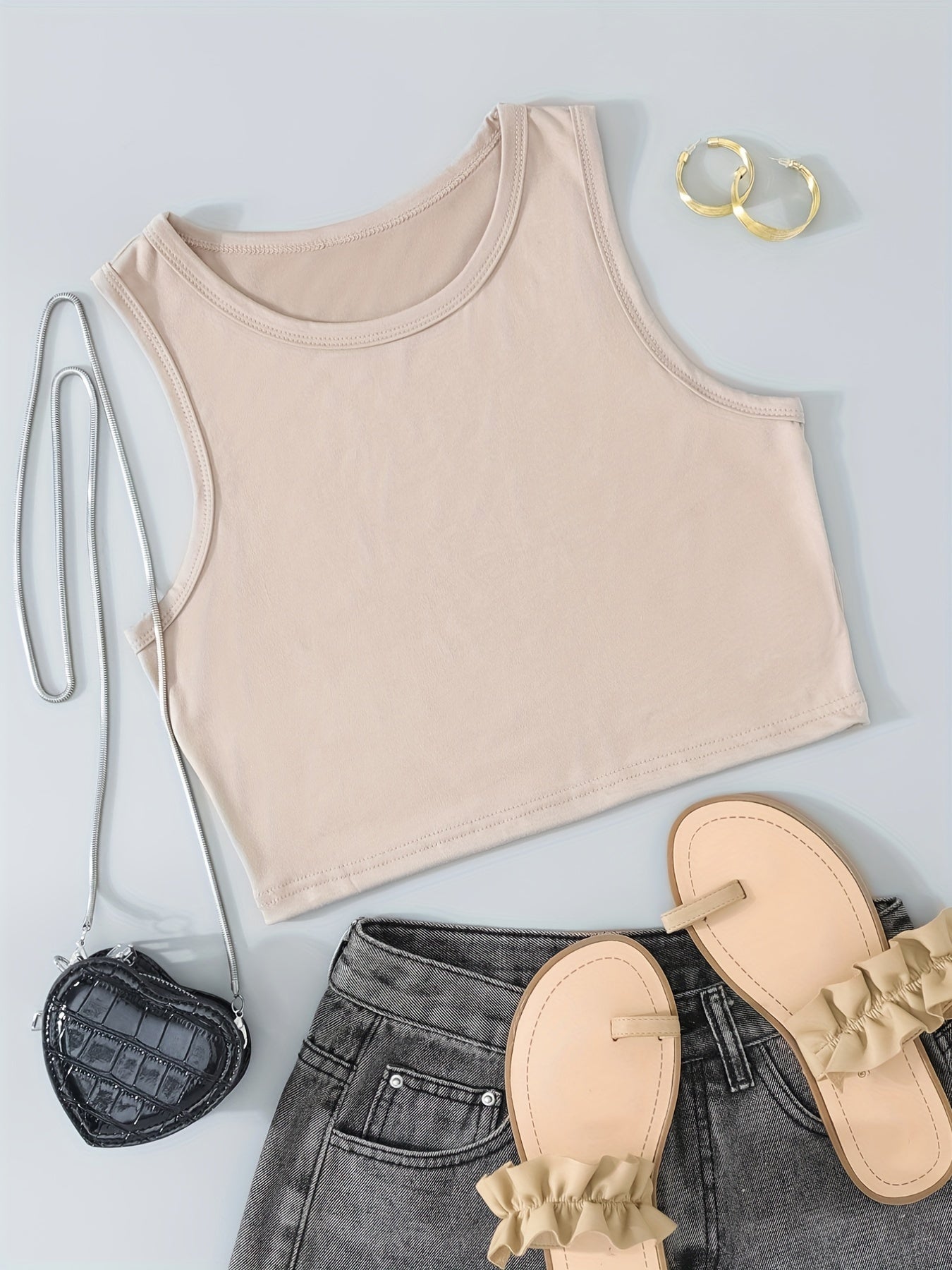 Sleeveless Crew Neck Tank Top for Women