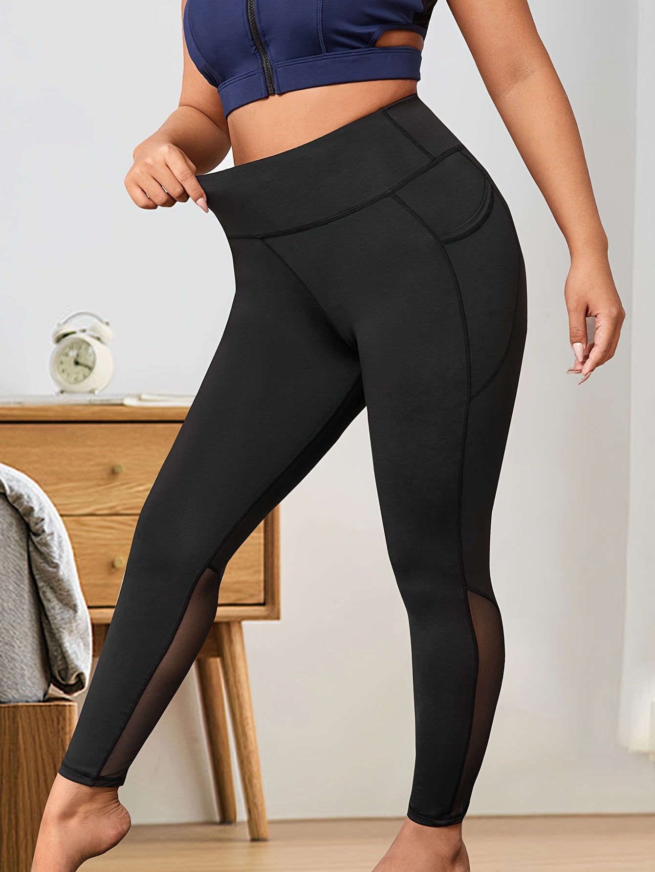  Sports Leggings Women's Plus High Rise Yoga Leggings With Pockets