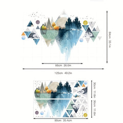 Nordic Geometric Mountain Reflection Wall Stickers Set