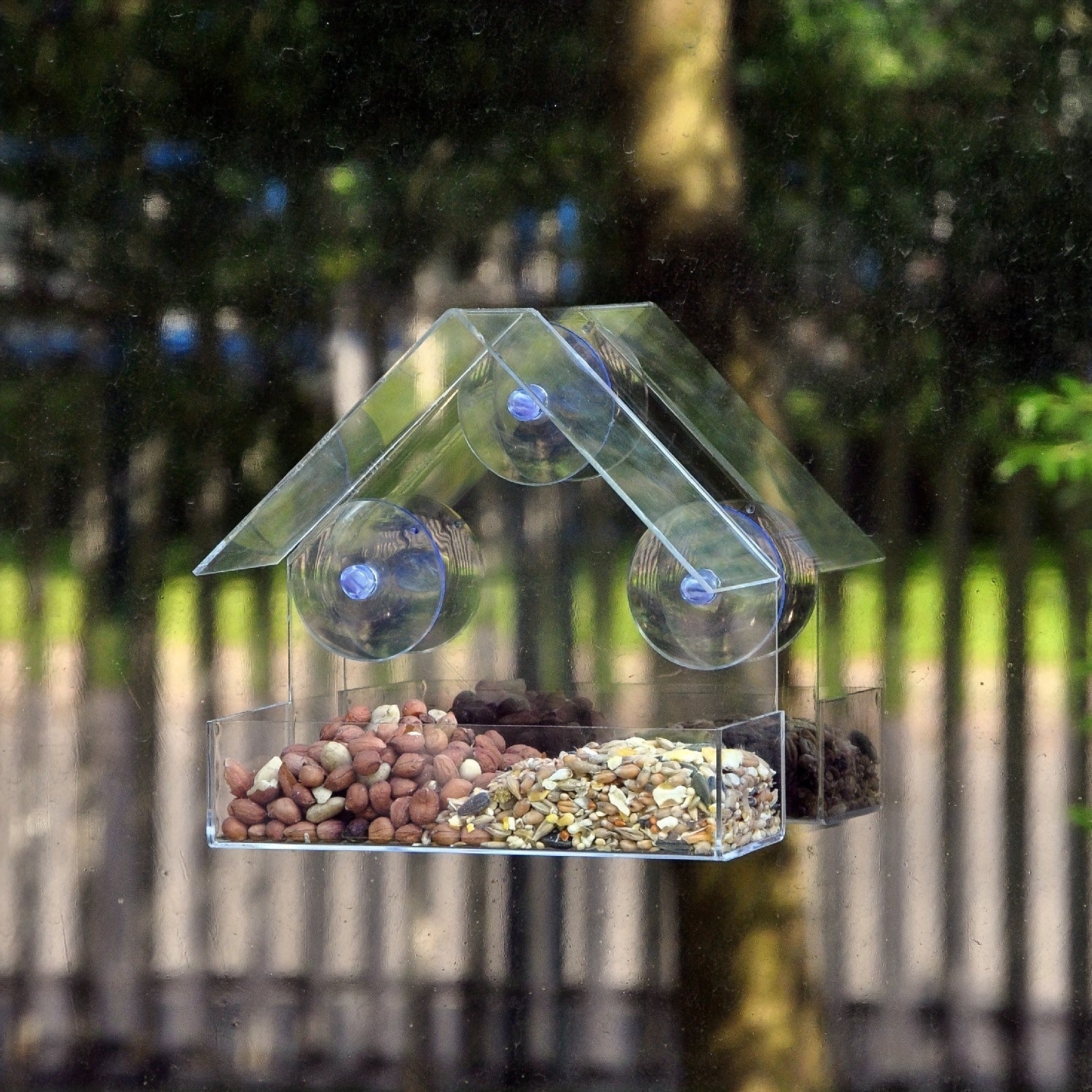 Acrylic Bird Feeder Travel Cage Adsorption Bird Feeder