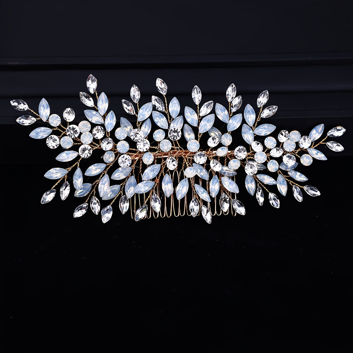 Crystal Leaf Bridal Hair Comb Alloy Wedding Accessory