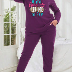  Leopard Eye Mask & Letter Graphic Pajama Set