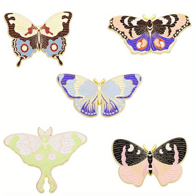 5pcs Butterfly Moth Animal Insect Brooch Pin Lapel Pins For Men