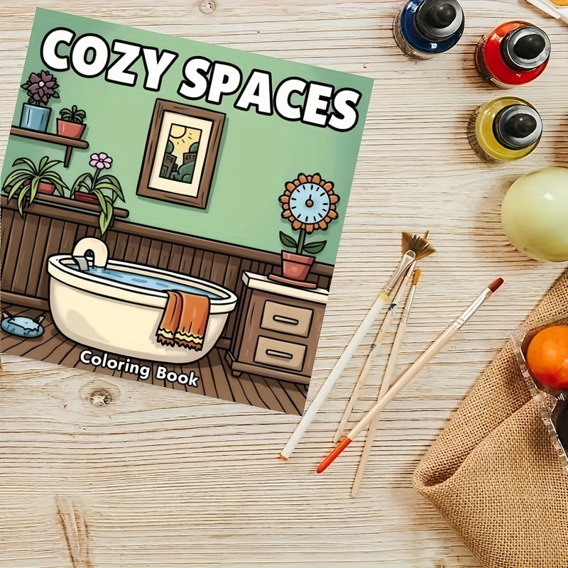 Relaxing Bathroom Scene Adult Coloring Book