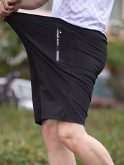 Men's Breathable Solid Shorts with Side Pockets Drawstring Elastic Waist