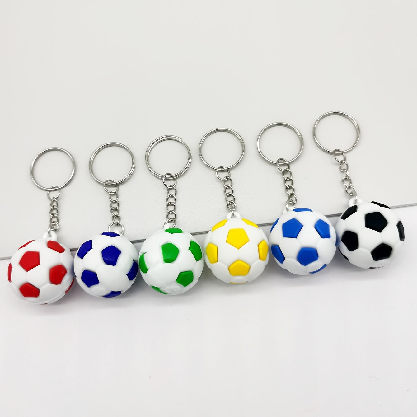 6pcs PVC Football Keychains Sports Pendant Bag Keyring Ornament