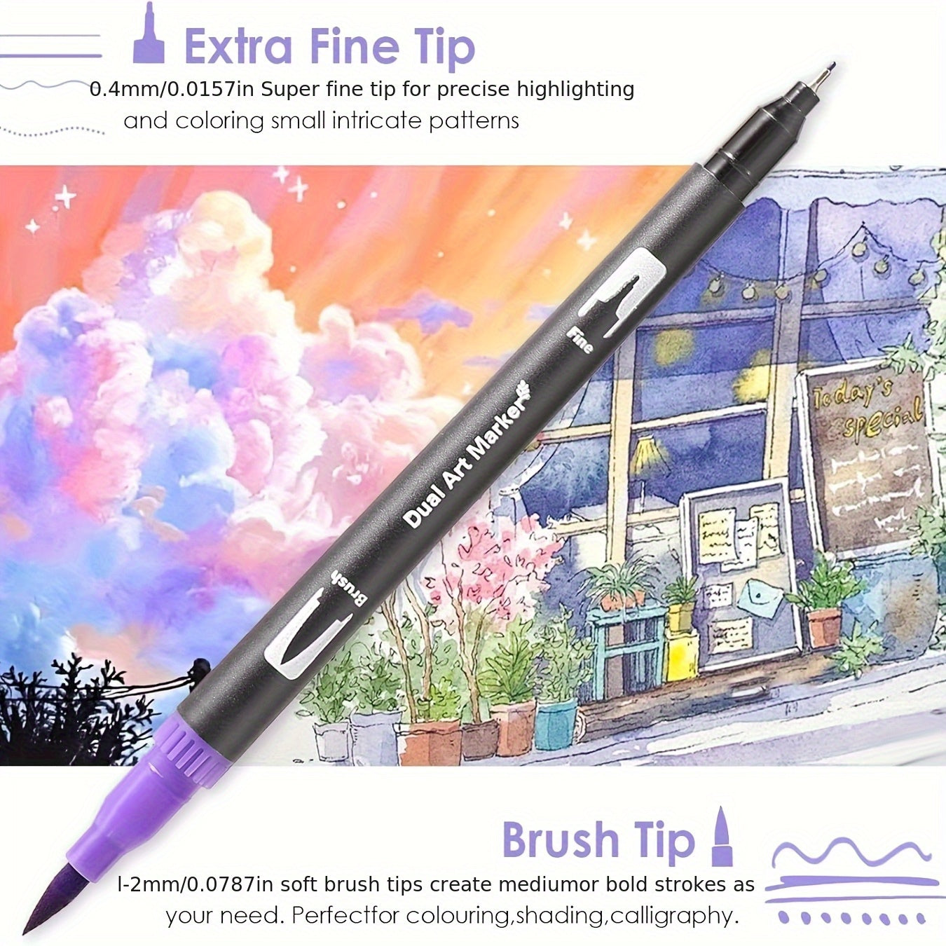 Artist Pen Set 72 Colors Dual Brush Art Markers