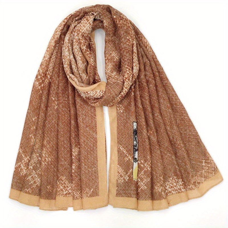 Orange Geometric Print Scarf Gradient Shawl Windproof Warm Wraps Travel Scarves