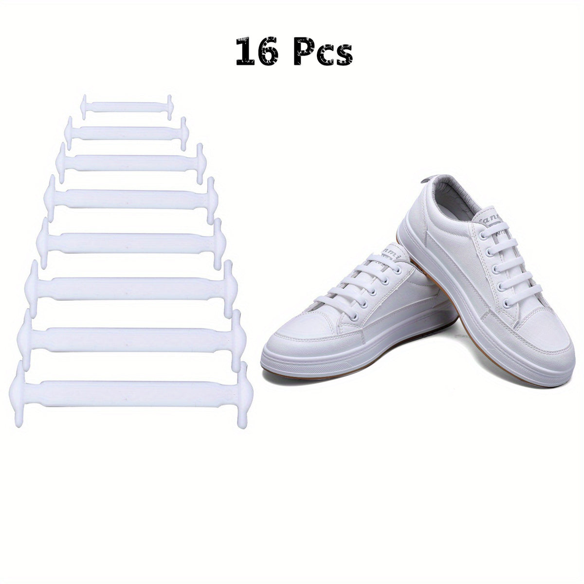 16pcs Elastic Shoelaces for Sneakers Adjustable Convenient Design