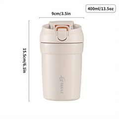 Ceramic Liner Straw Drinking Cup Coffee Cup 304 Stainless Steel Pink