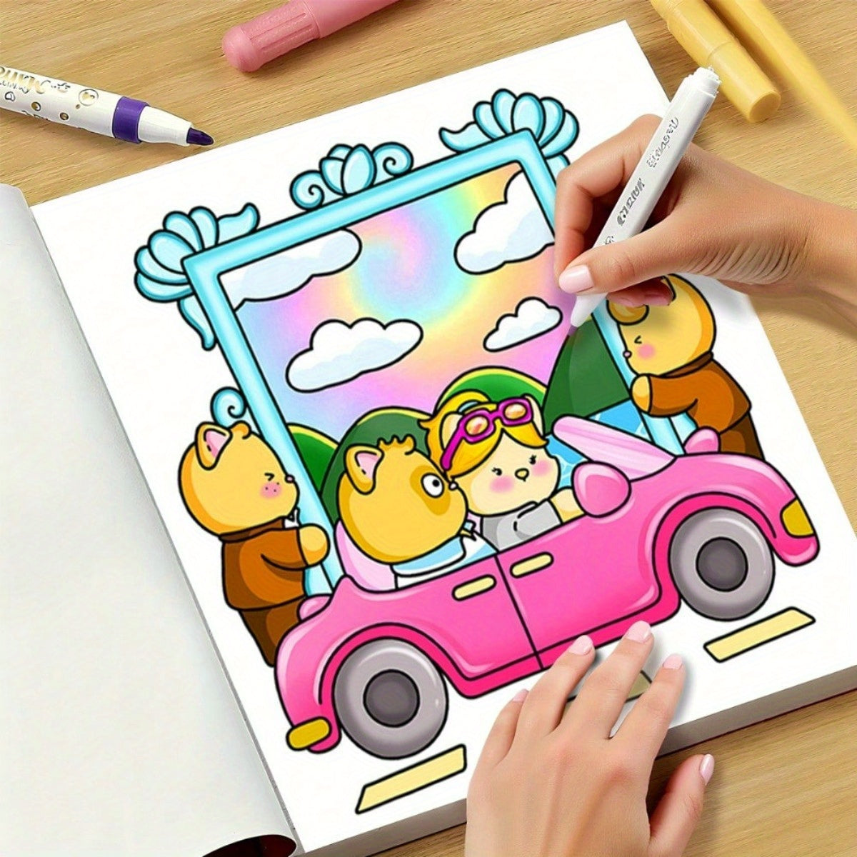 Fuzzy Meowvies Coloring Book 32 Page Cats Chess Party Scenes Activity Book