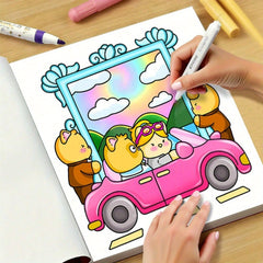 Fuzzy Meowvies Coloring Book 32 Page Cats Chess Party Scenes Activity Book