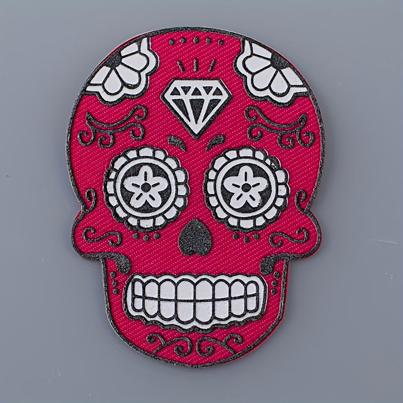 4pcs Ghost Face Iron On Patches Sew On Embroidered Applique Repair Patch DIY
