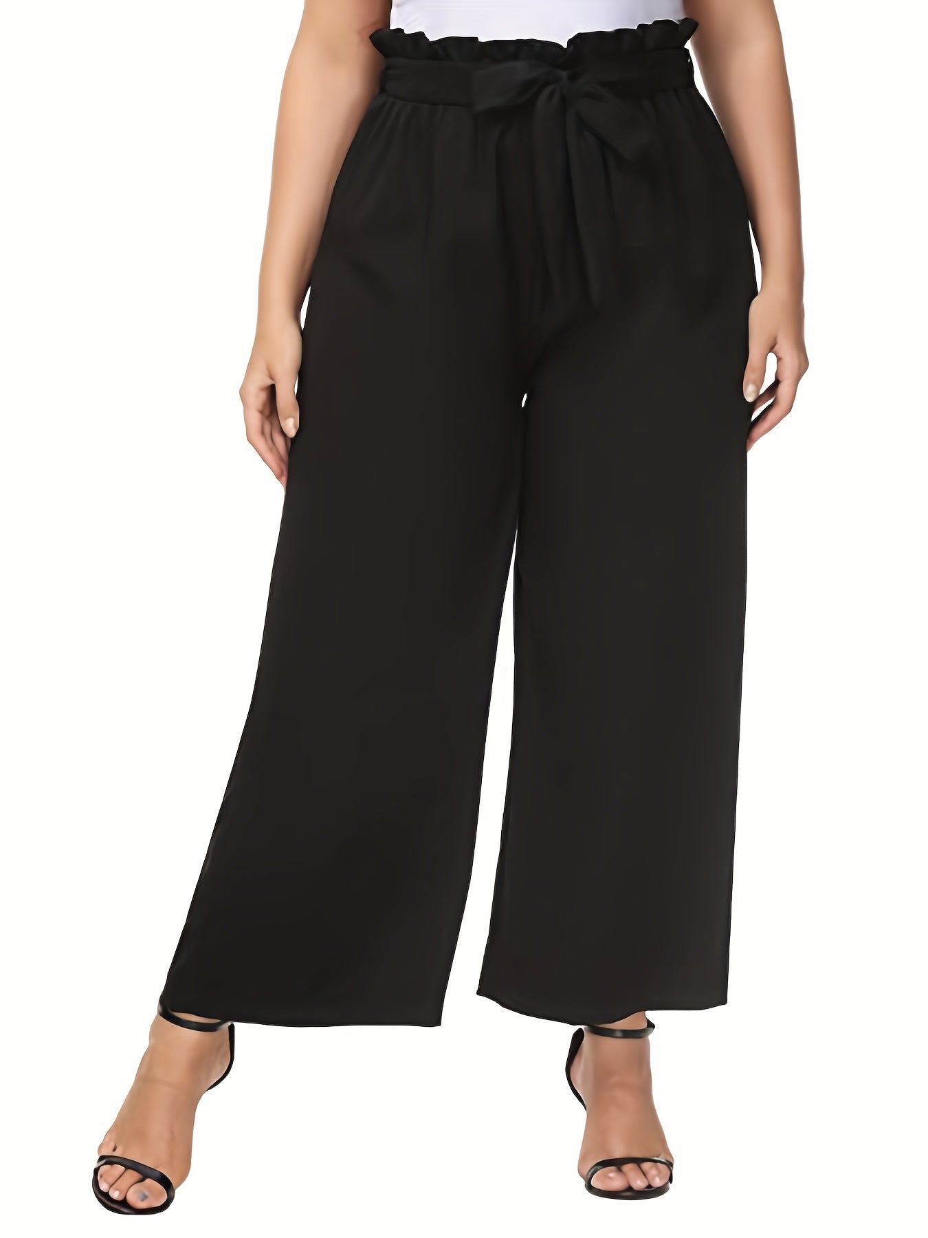  Women's Wide Leg High Waist Paperbag Pants