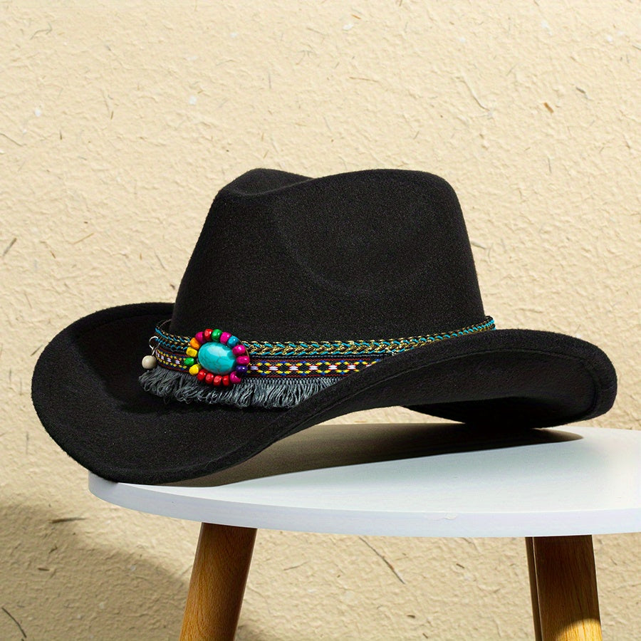 Jazz Hat With Upturned Tassels Edge Top Hat