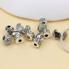 European Silver Plated Safety Bead Clip Stopper Charm Bracelet DIY Jewelry
