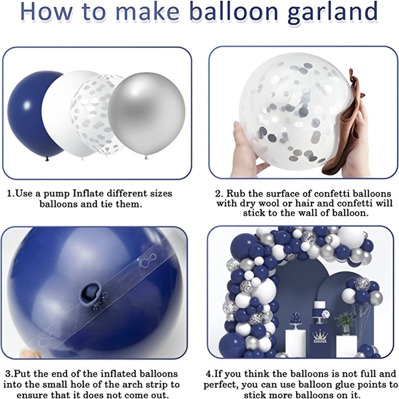Silvery Balloon Wreath Set Navy And Silvery Confetti Balloon Arch