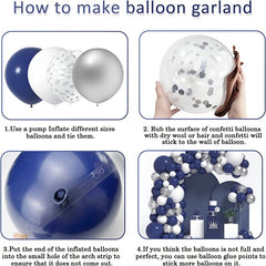 Silvery Balloon Wreath Set Navy And Silvery Confetti Balloon Arch