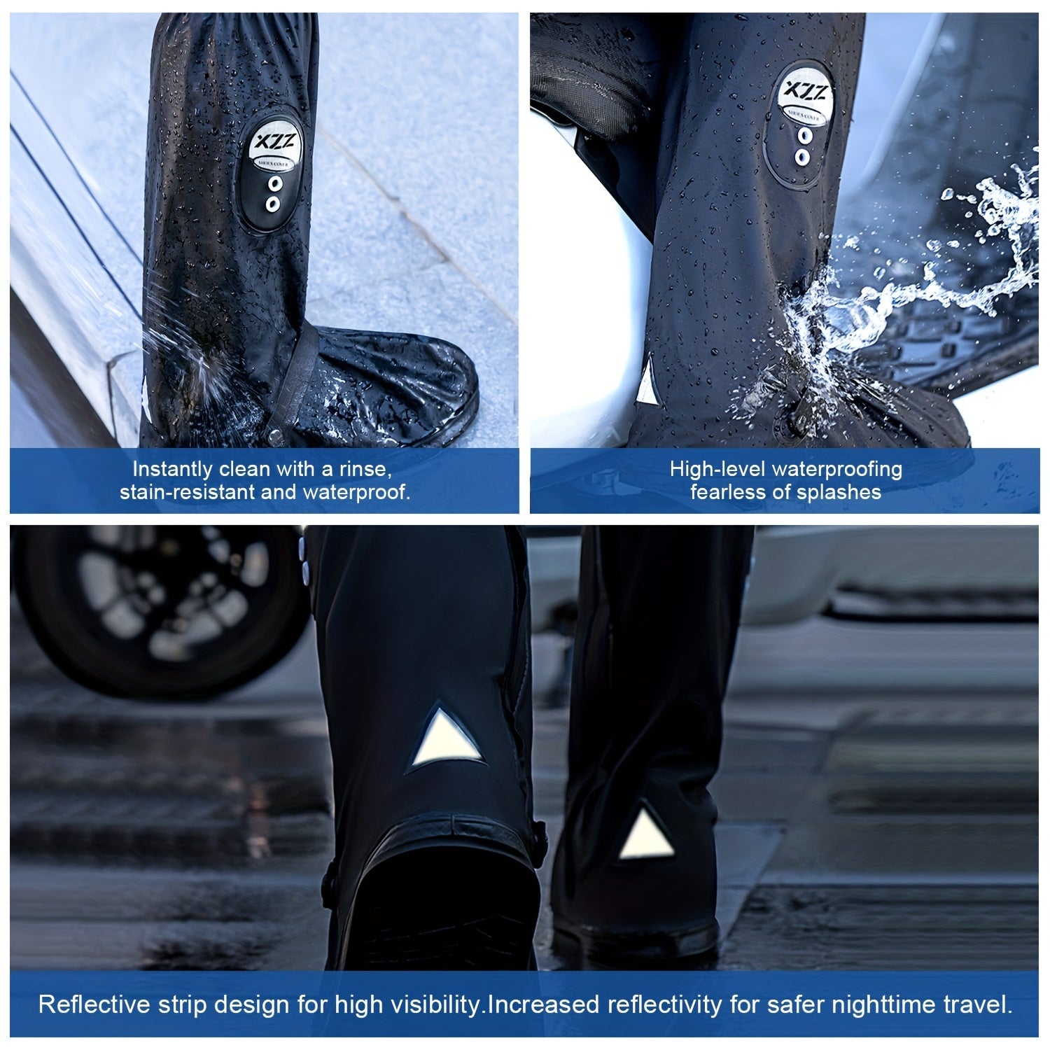 Waterproof Shoe Covers with Reflectors for Men and Women