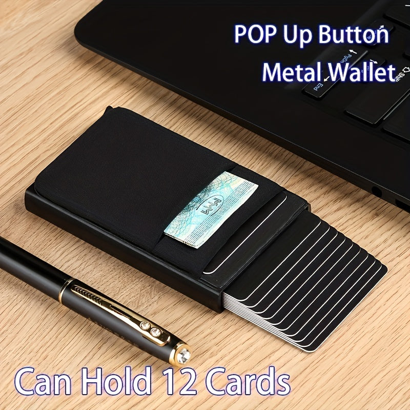 RFID Slim Aluminum Wallet Elasticity Back Pouch ID Credit Card Holder
