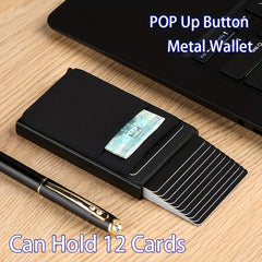 RFID Slim Aluminum Wallet Elasticity Back Pouch ID Credit Card Holder