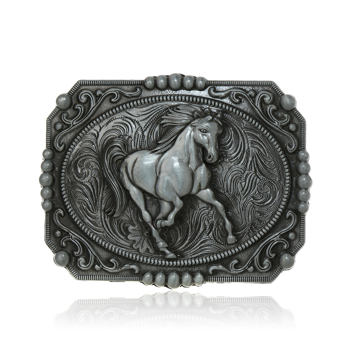Western Denim Horse Belt Buckle