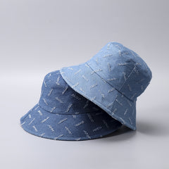 Distressed Denim Bucket Hat Lightweight Sunscreen Cloche Hats