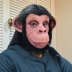 Realistic Chimp Mask with Hair for Halloween Parties