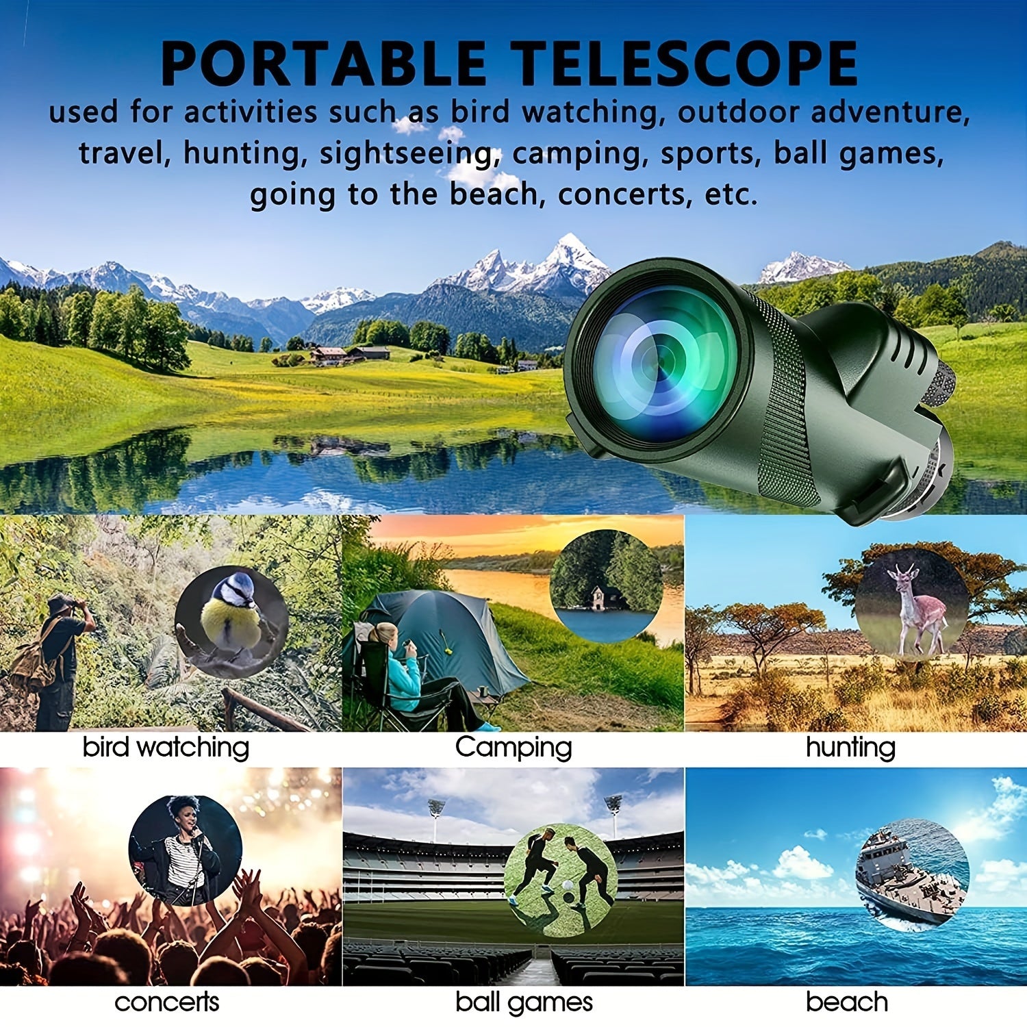 High Power Monocular Telescope for Hiking Bird Watching Travel
