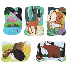 5 in 1 Animal Puzzle Set in Iron Storage Box