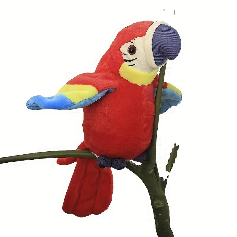 Parrot Plush Toy with Wing Flapping and Recording Feature
