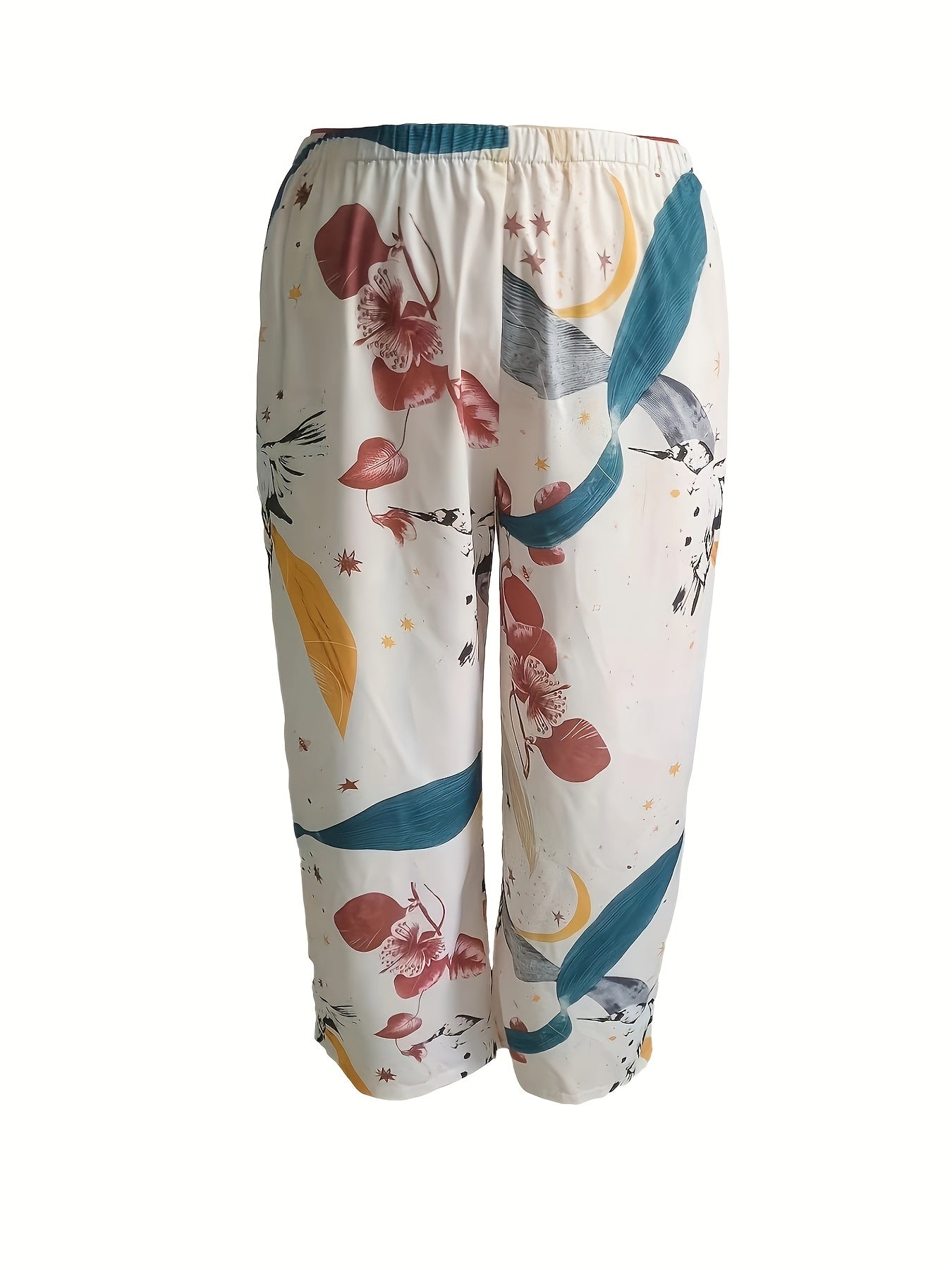  Boho Loungewear Set Floral V-Neck Cami Top & Pants Pajama Set