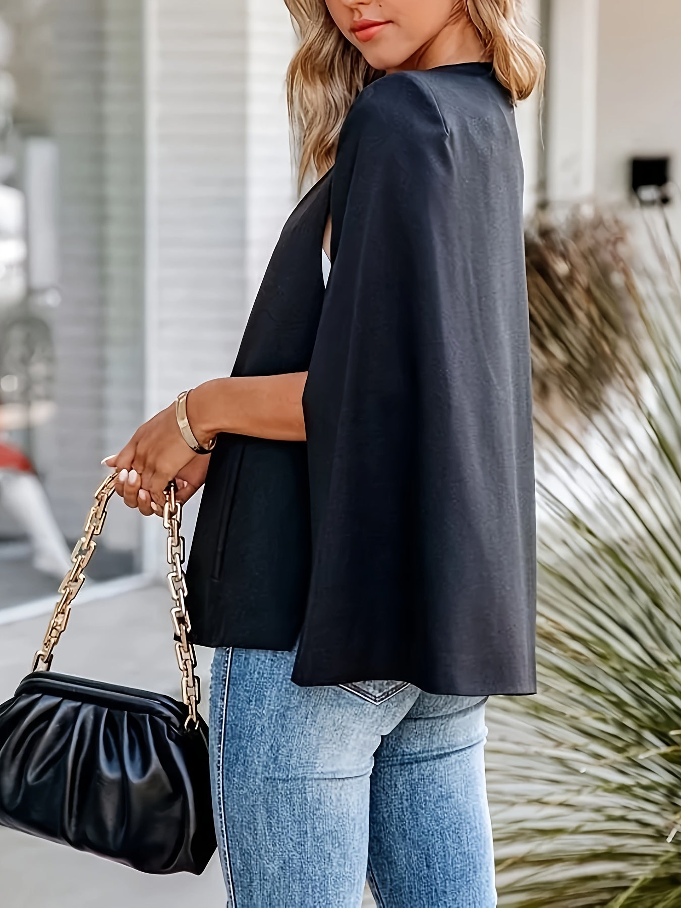  Blazer Women's Solid Open Front Blazer With Pockets